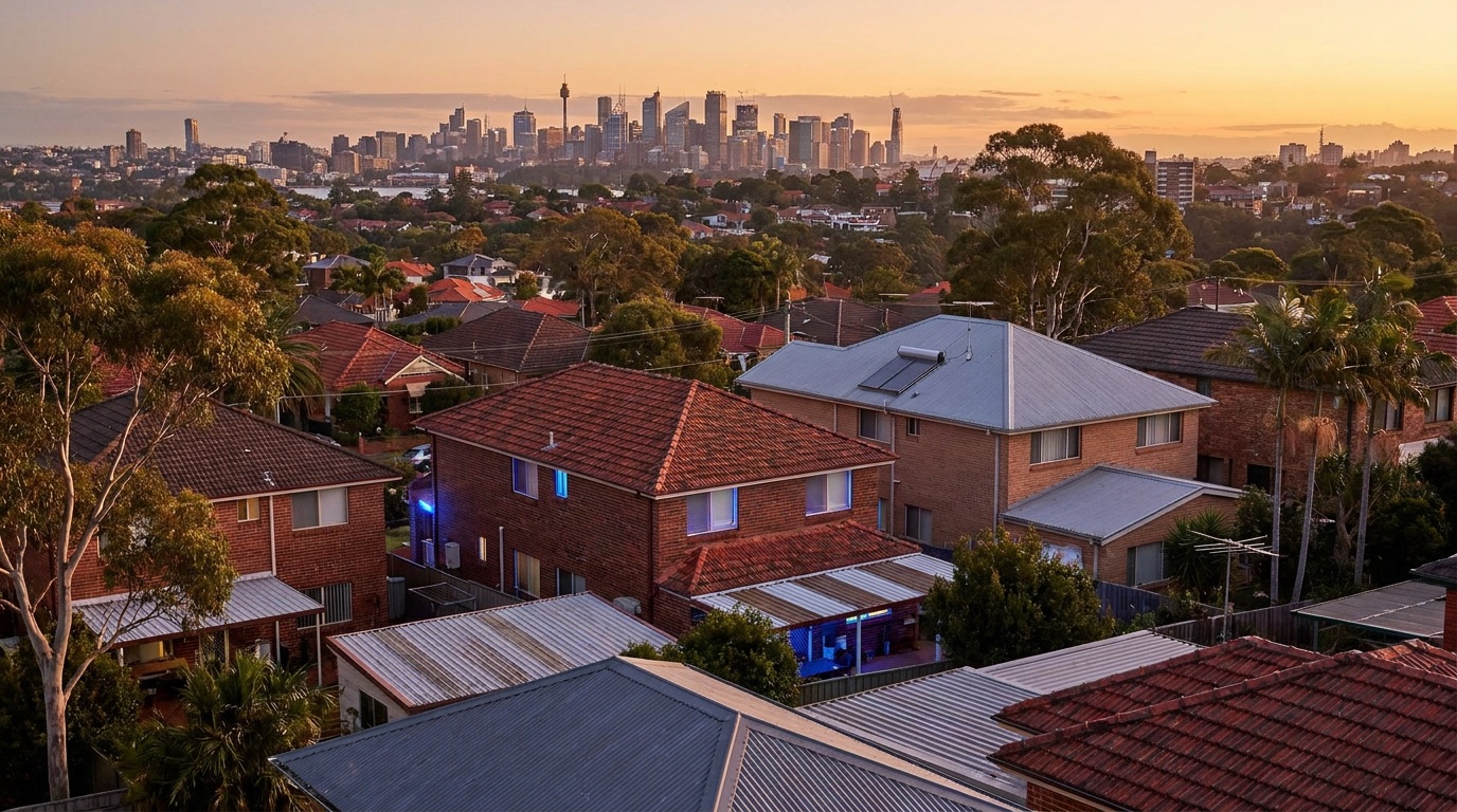 Birch Tech antenna, NBN and TV/AV technicians servicing Inner West, Inner West — Sydney rooftops at golden hour